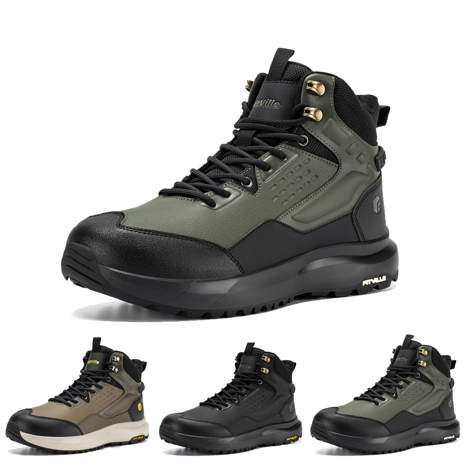 Men'S Shoes Water Resistant - Męskie szerokie buty trekkingowe FitVille, wodoodporne,