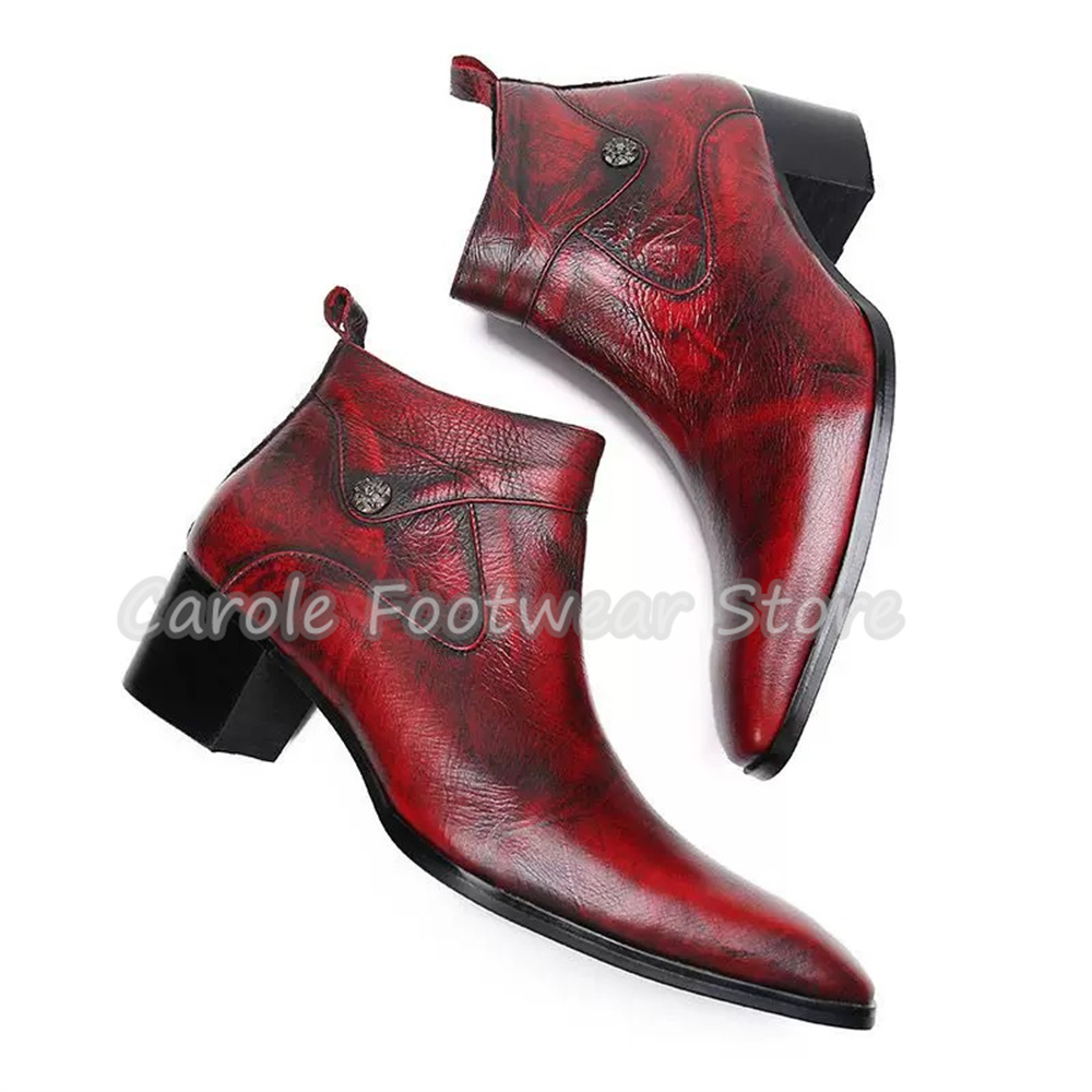 Men'S Shoes With Height Increase - Męskie botki Chelsea z naturalnej skóry